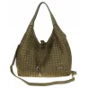 Torebka damska worek na ramię A4 elegancka pleciona pojemna CC6592 Zielona