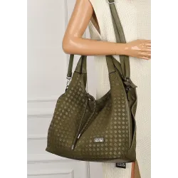 Torebka damska worek na ramię A4 elegancka pleciona pojemna CC6592 Zielona