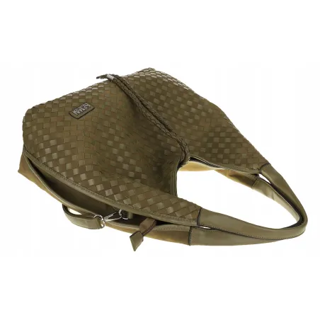 Torebka damska worek na ramię A4 elegancka pleciona pojemna CC6592 Zielona