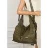 Torebka damska worek na ramię A4 elegancka pleciona pojemna CC6592 Zielona