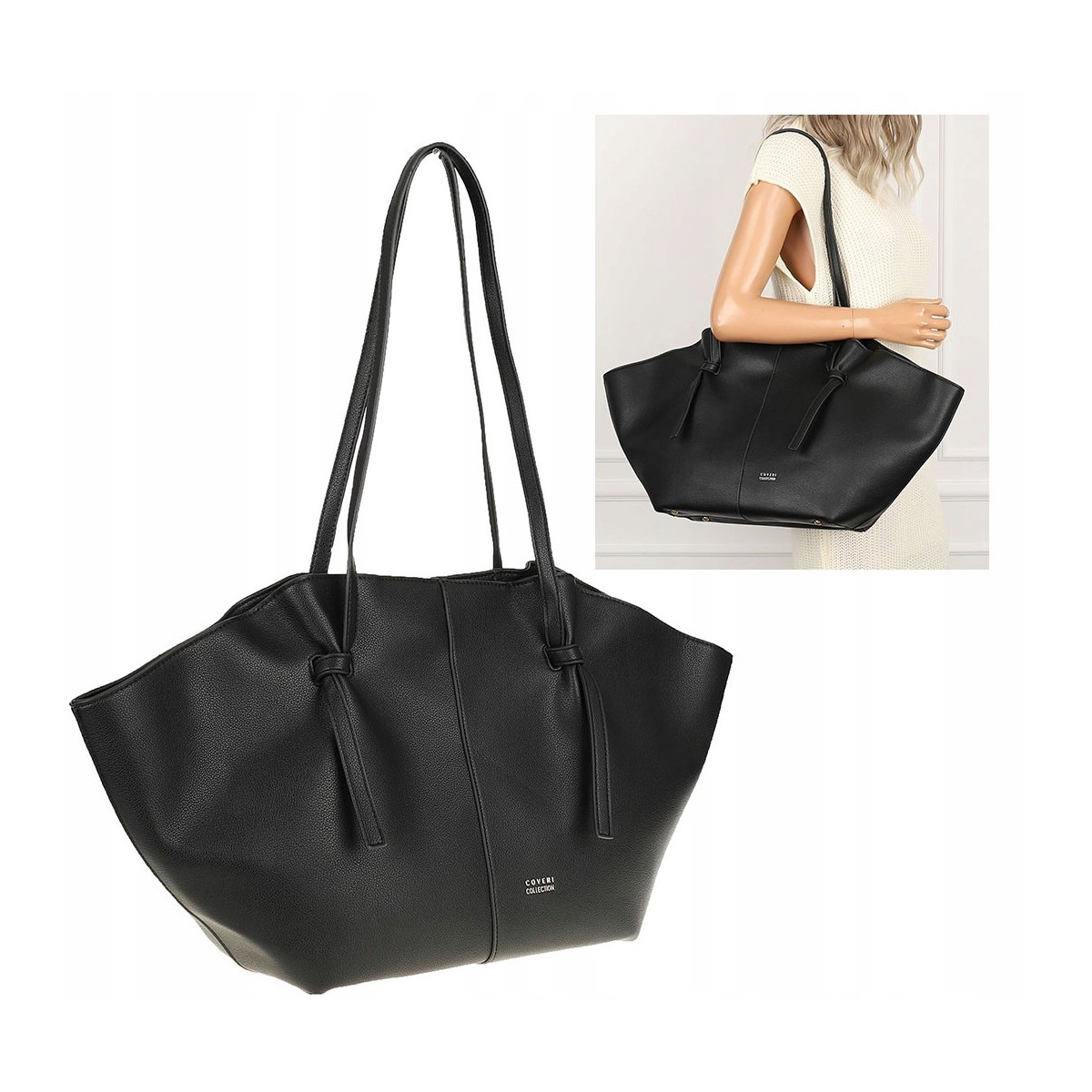 Torebka damska shopper A4 elegancka do pracy włoska marka CC80613 Czarna