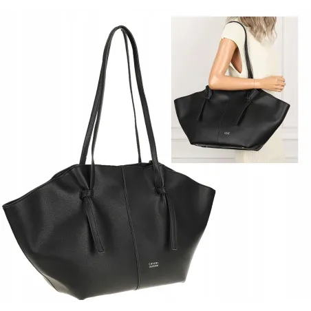 Torebka damska shopper A4 elegancka do pracy włoska marka CC80613 Czarna