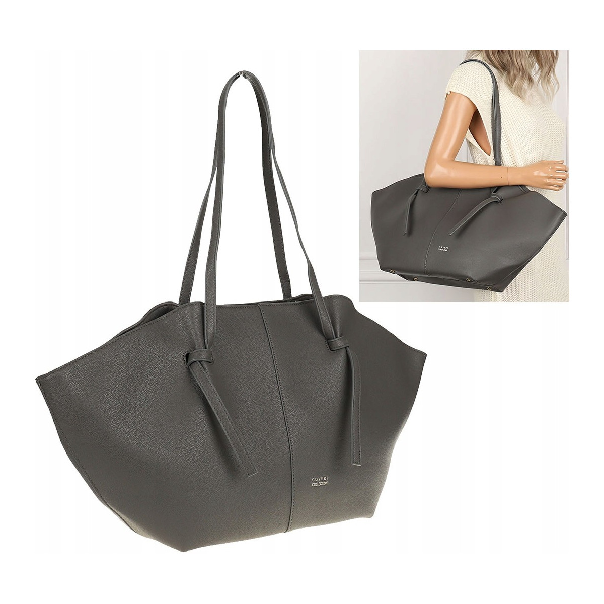 Torebka damska shopper A4 elegancka do pracy włoska marka CC80613 Szara