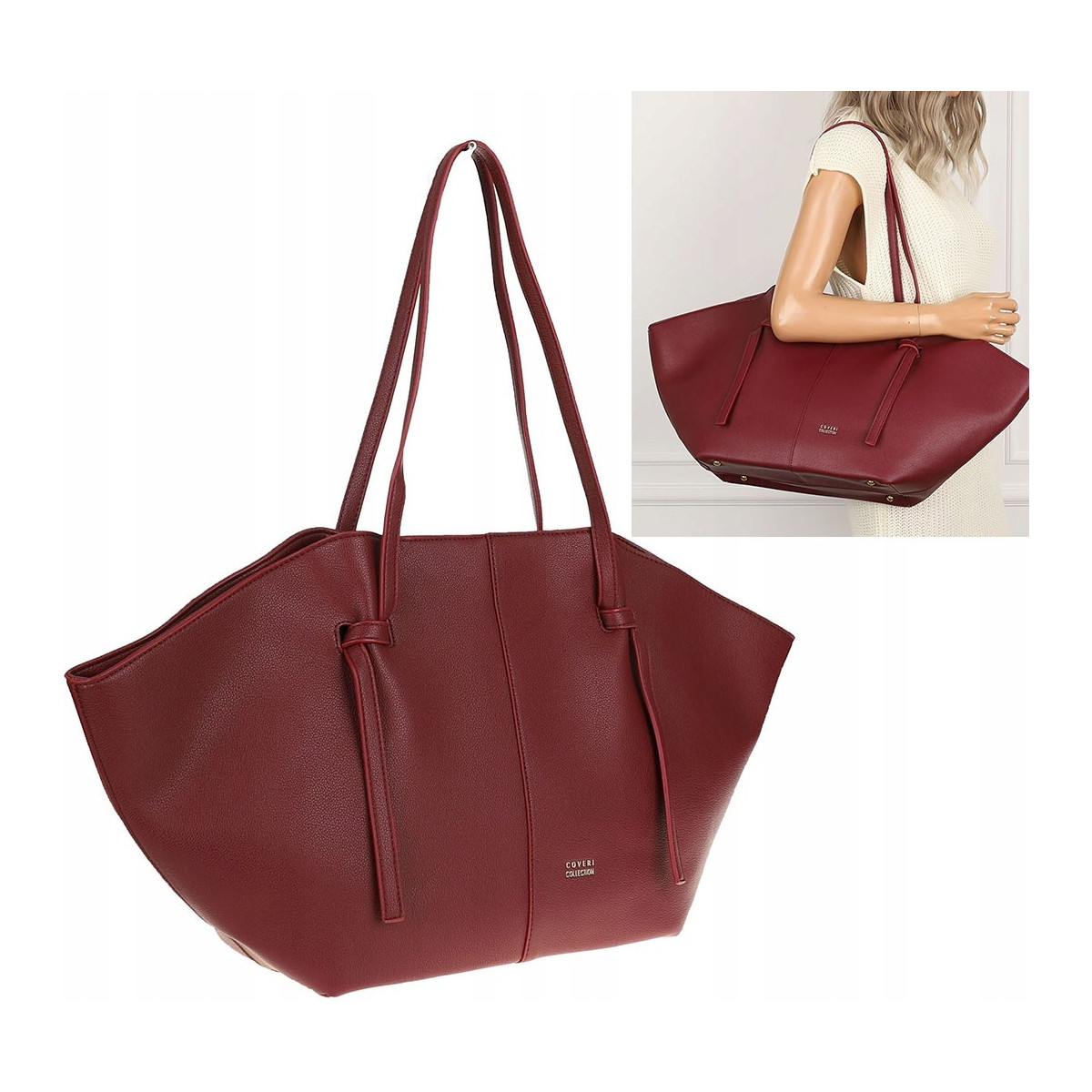Torebka damska shopper A4 elegancka do pracy włoska marka CC80613 Czerwona