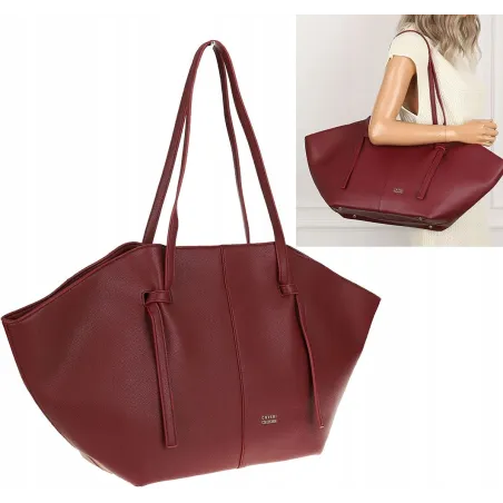 Torebka damska shopper A4 elegancka do pracy włoska marka CC80613 Czerwona
