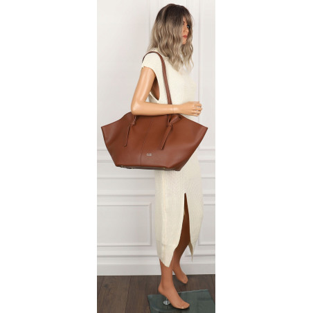 Torebka damska shopper A4 elegancka do pracy włoska marka CC80613 Brązowa