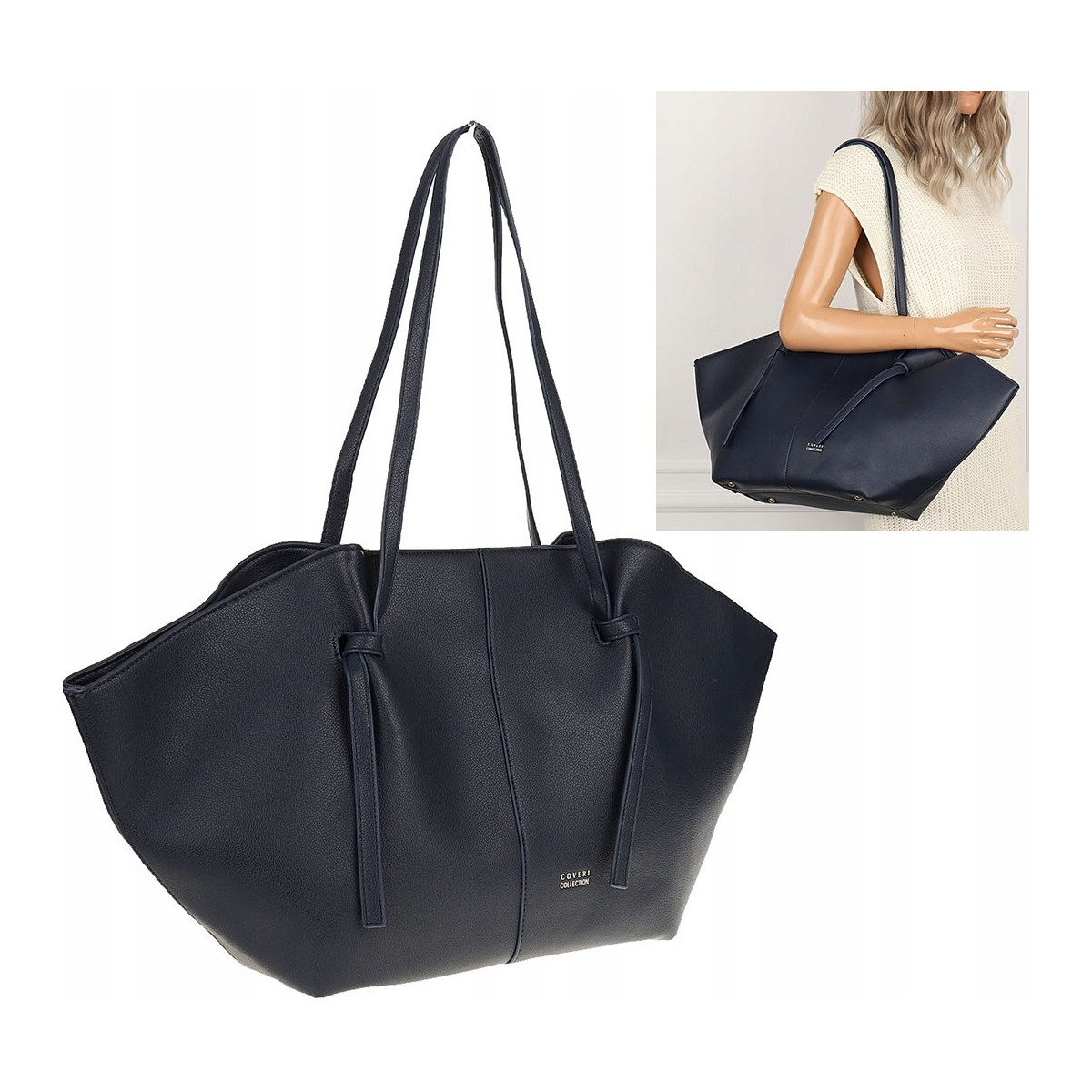 Torebka damska shopper A4 elegancka do pracy włoska marka CC80613 Granatowa