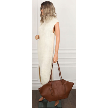 Torebka damska shopper A4 elegancka do pracy włoska marka CC80613 Brązowa