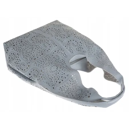 ANDREA MASSI Włoska Marka Torebka Damska Ażurowa 2w1 Worek na Ramię 23049 Blue