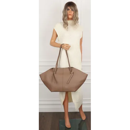 Torebka damska shopper duża elegancka do pracy włoska marka CC80613 Beżowa