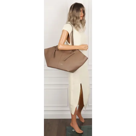 Torebka damska shopper duża elegancka do pracy włoska marka CC80613 Beżowa