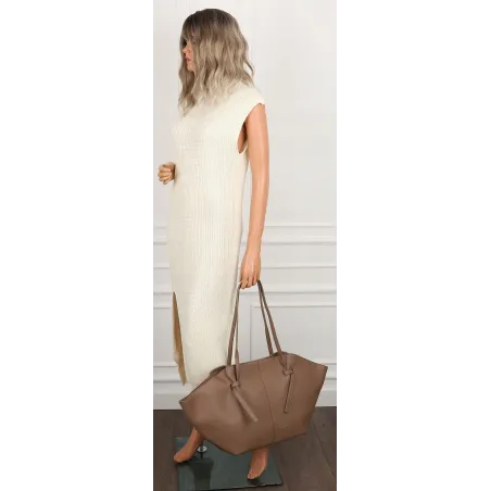 Torebka damska shopper duża elegancka do pracy włoska marka CC80613 Beżowa