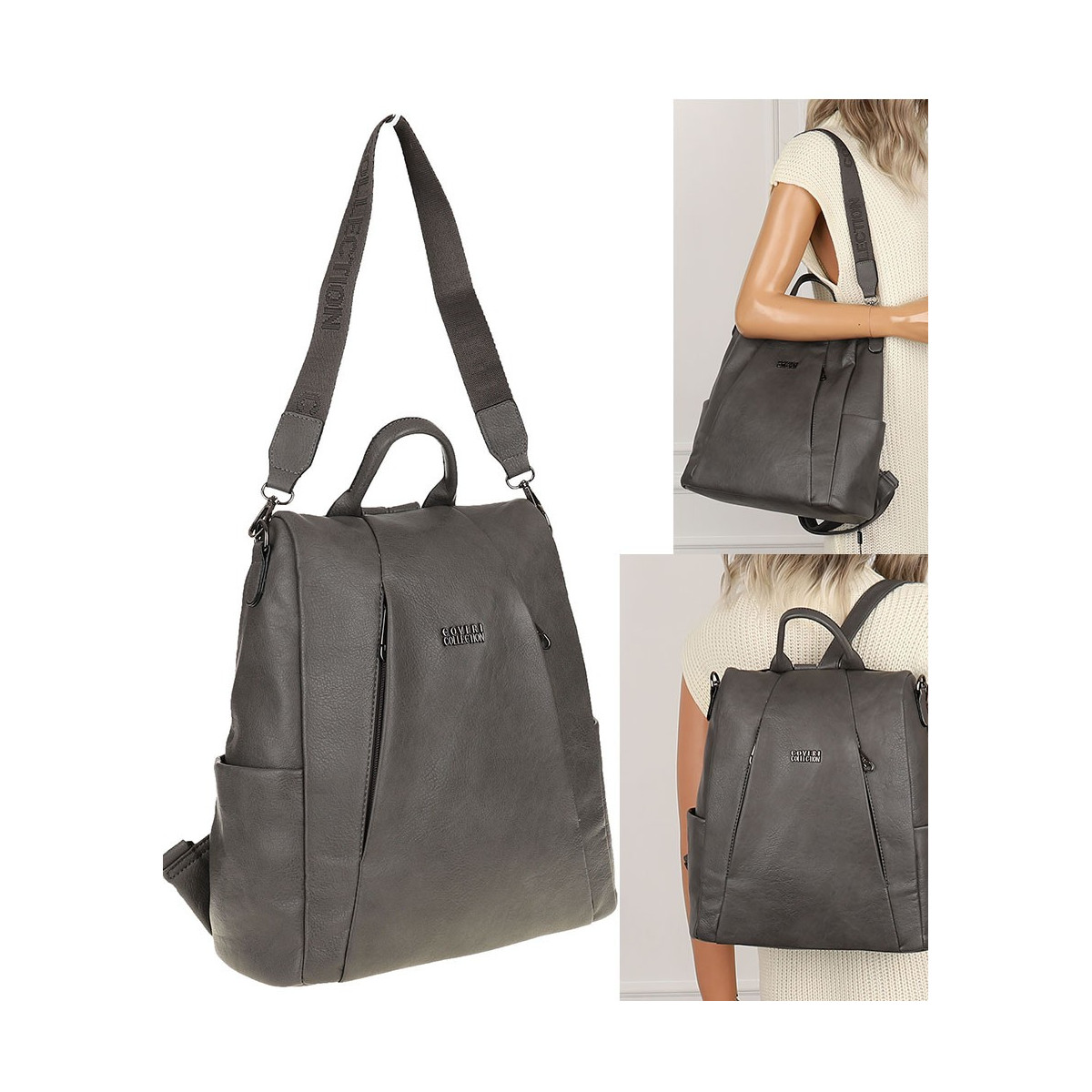 Torebka damska plecak na ramię torba shopper pojemna duża CC50905 Szara