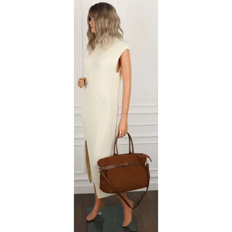 Torebka Damska listonoszka na ramię shopper duża pojemna torba 3642 Brązowa