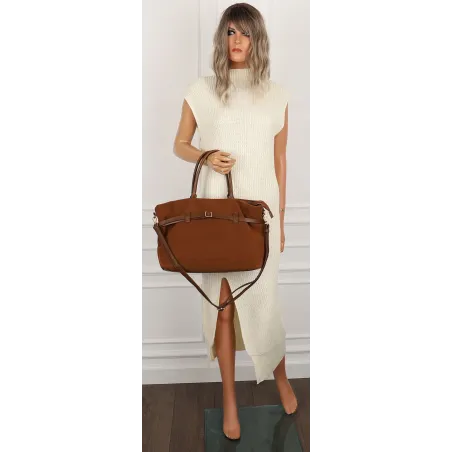 Torebka Damska listonoszka na ramię shopper duża pojemna torba 3642 Brązowa