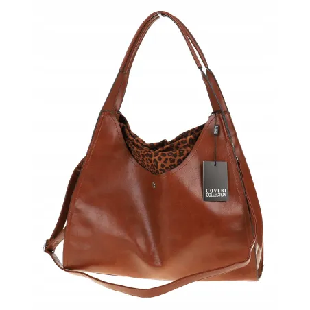 Torebka Damska Coveri Collection włoska marka A4 na ramię CC6582 Brązowa