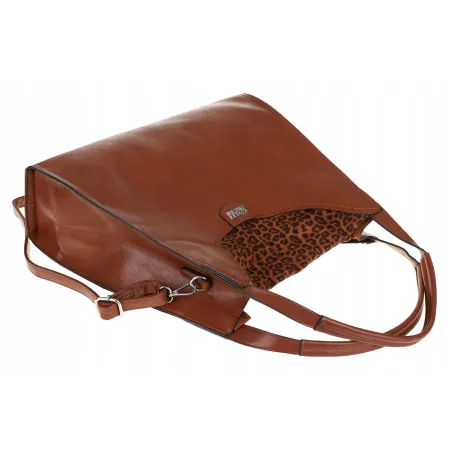 Torebka Damska Coveri Collection włoska marka A4 na ramię CC6582 Brązowa