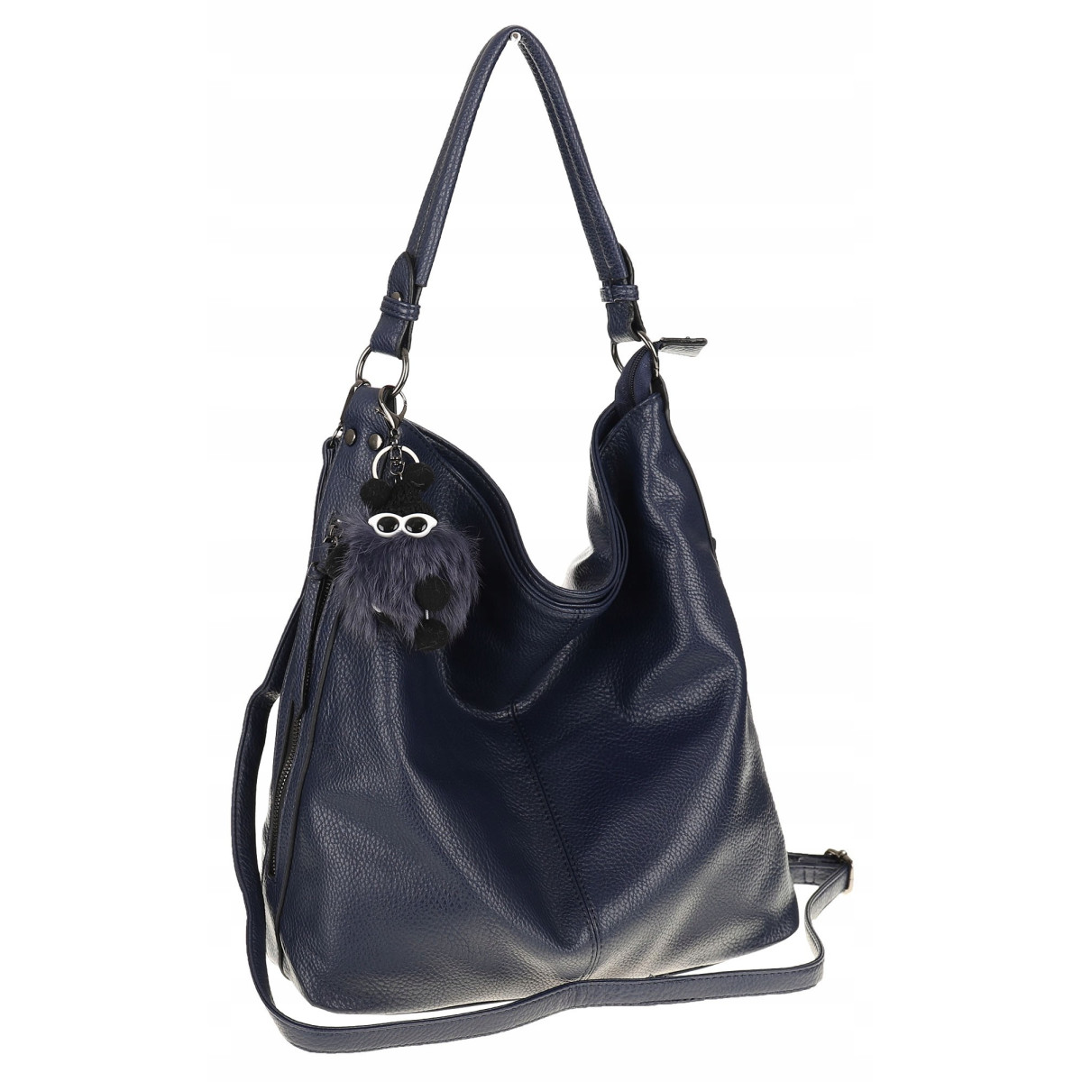 Torebka damska na ramię elegancka listonoszka worek A4 LH2501 Granatowa