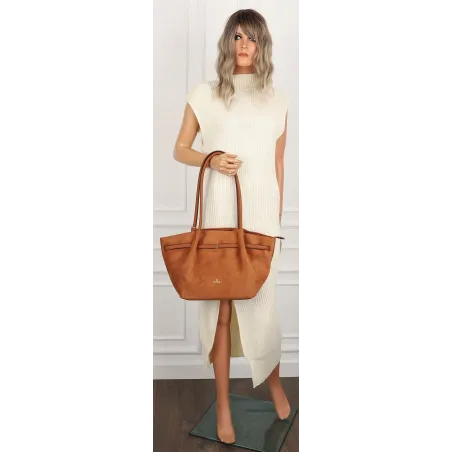 Torebka damska shopper duża elegancka do pracy A4 modna CMCTJ2961 Brązowa