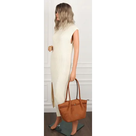 Torebka damska shopper duża elegancka do pracy A4 modna CMCTJ2961 Brązowa