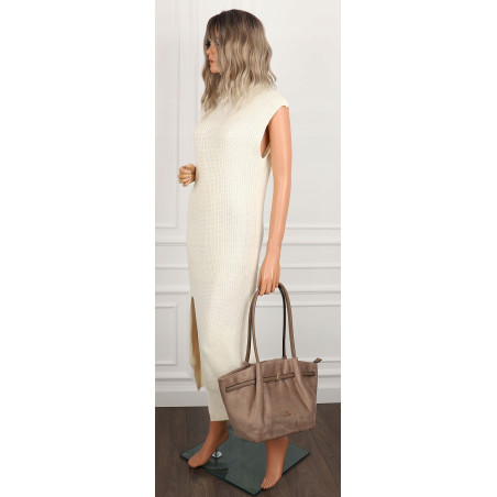 Torebka damska shopper duża elegancka do pracy A4 modna CMCTJ2961 Beżowa