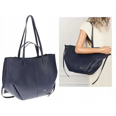 Torebka Damska Modna Torba Pojemna na Ramię shopper A4 CC80614 Granatowa