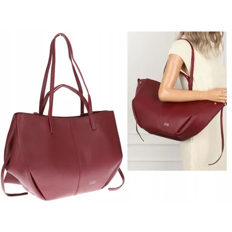 Torebka Damska Modna Torba Pojemna na Ramię shopper duża CC80614 Bordowa