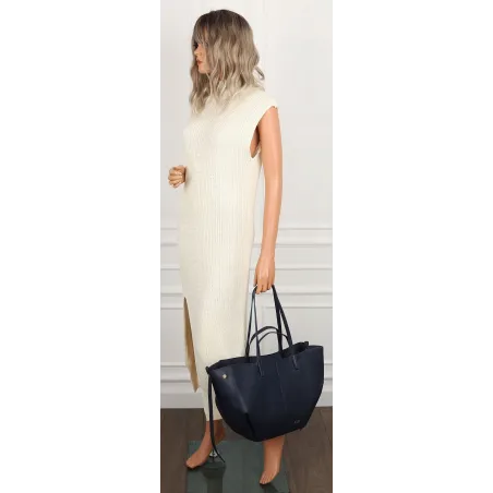 Torebka Damska Modna Torba Pojemna na Ramię shopper A4 CC80614 Granatowa