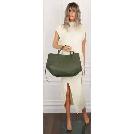 Torebka Damska Modna Torba Pojemna na Ramię shopper duża CC80614 Zielona