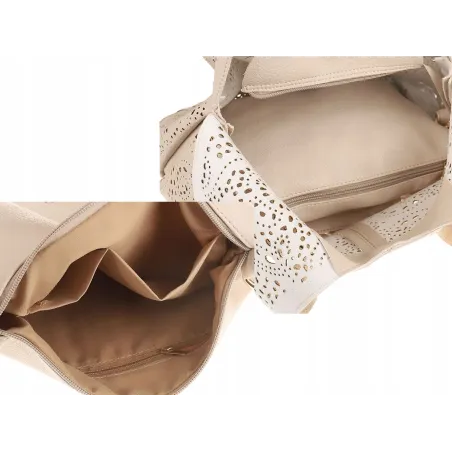 ANDREA MASSI Włoska Marka Torebka Damska Ażurowa 2w1 Worek na Ramię 23049 Black