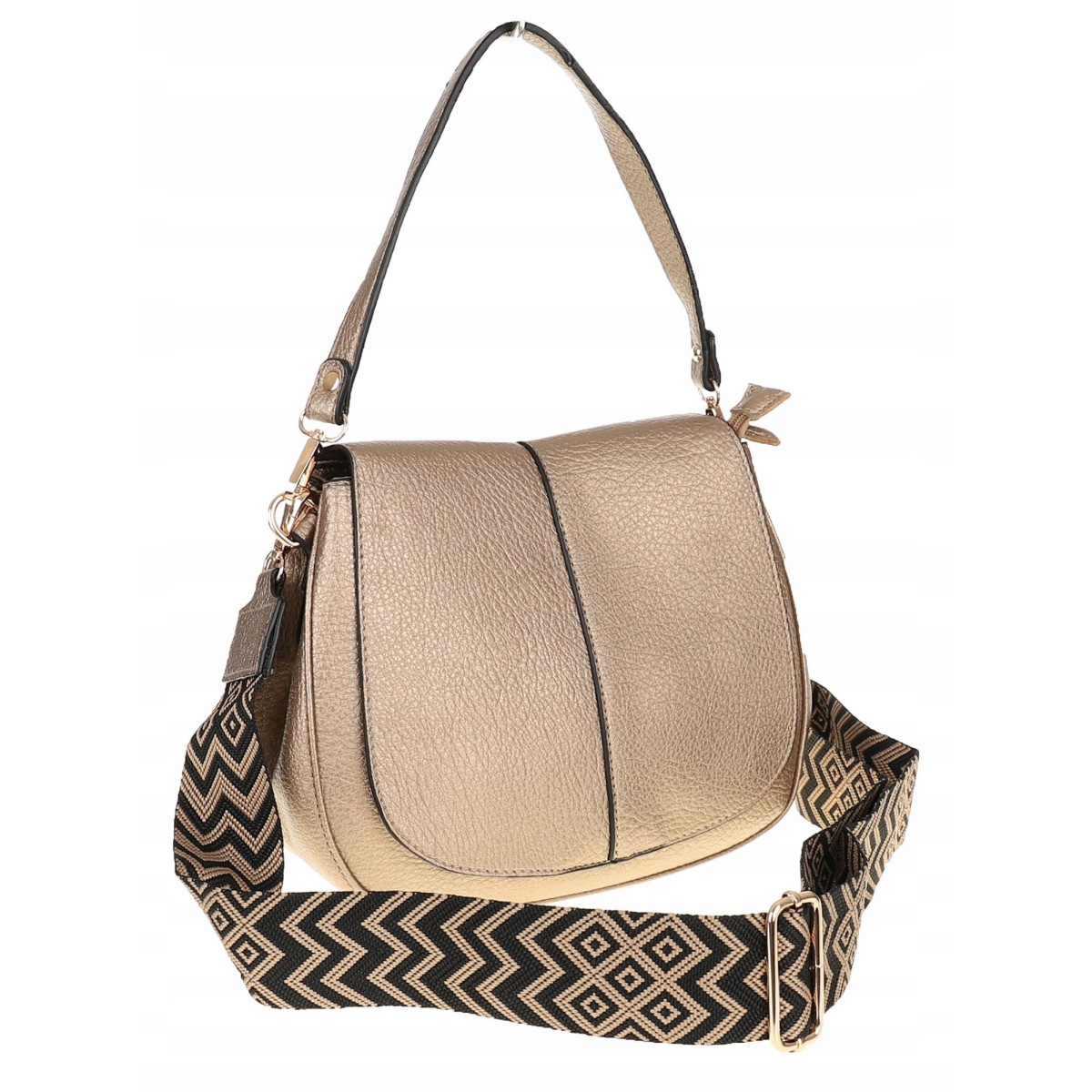 Torebka Damska kuferek listonoszka pojemna na ramię mała HJ88315 Złota