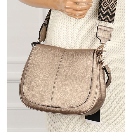 Torebka Damska kuferek listonoszka pojemna na ramię mała HJ88315 Złota