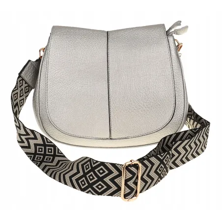 Torebka Damska kuferek listonoszka pojemna na ramię mała HJ88315 Srebrna