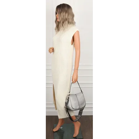 Torebka Damska kuferek listonoszka pojemna na ramię mała HJ88315 Srebrna