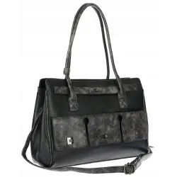 Torebka damska shopper A4 elegancka do pracy włoska marka MC434 Czarna