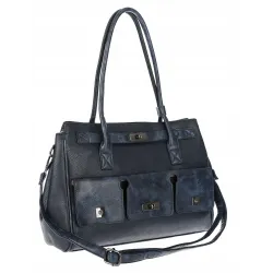 Torebka damska shopper A4 elegancka do pracy włoska marka MC434 Granatowa