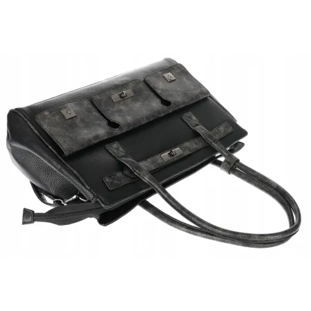 Torebka damska shopper A4 elegancka do pracy włoska marka MC434 Czarna