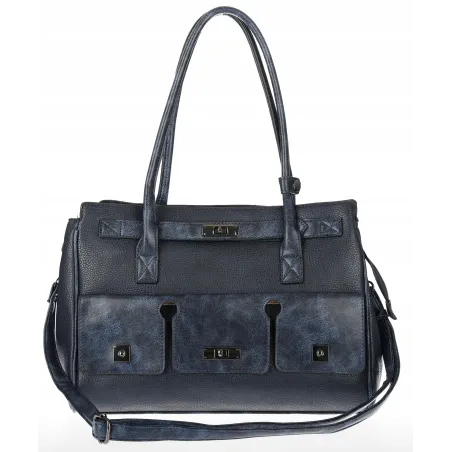 Torebka damska shopper A4 elegancka do pracy włoska marka MC434 Granatowa