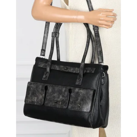 Torebka damska shopper A4 elegancka do pracy włoska marka MC434 Czarna