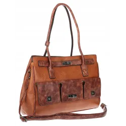 Torebka damska shopper A4 elegancka do pracy włoska marka MC434 Brązowa