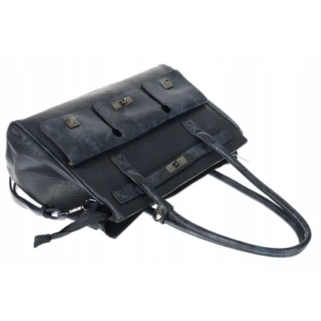 Torebka damska shopper A4 elegancka do pracy włoska marka MC434 Granatowa