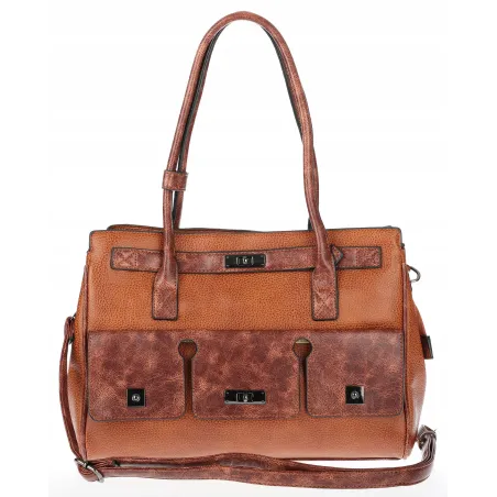 Torebka damska shopper A4 elegancka do pracy włoska marka MC434 Brązowa