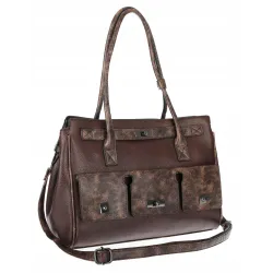 Torebka damska shopper A4 elegancka do pracy włoska marka MC434 Brązowa