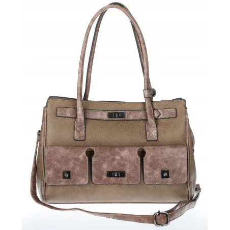 Torebka damska shopper A4 elegancka do pracy włoska marka MC434 Beżowa