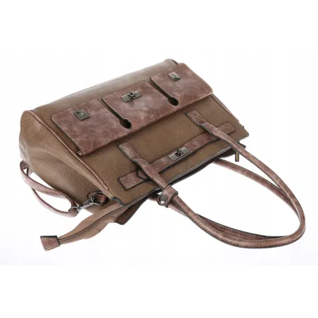 Torebka damska shopper A4 elegancka do pracy włoska marka MC434 Beżowa