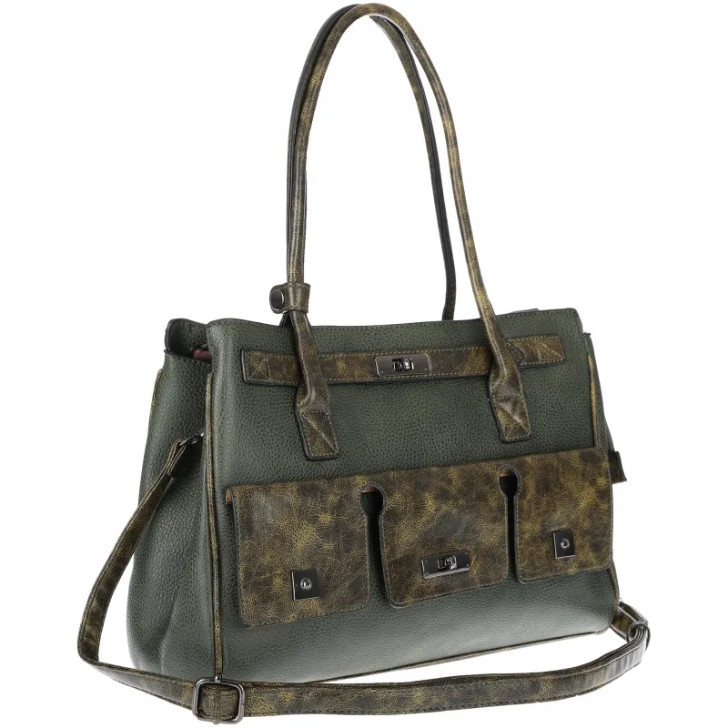 Torebka damska shopper A4 elegancka do pracy włoska marka MC434 Zielona