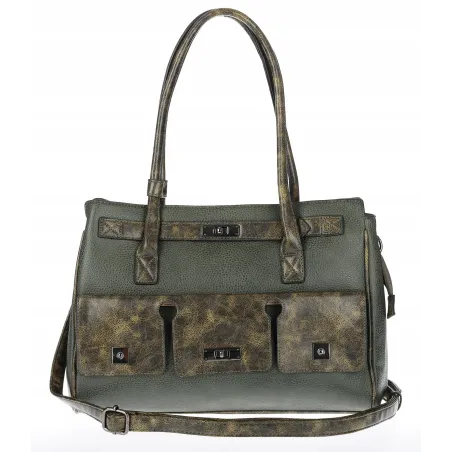 Torebka damska shopper A4 elegancka do pracy włoska marka MC434 Zielona
