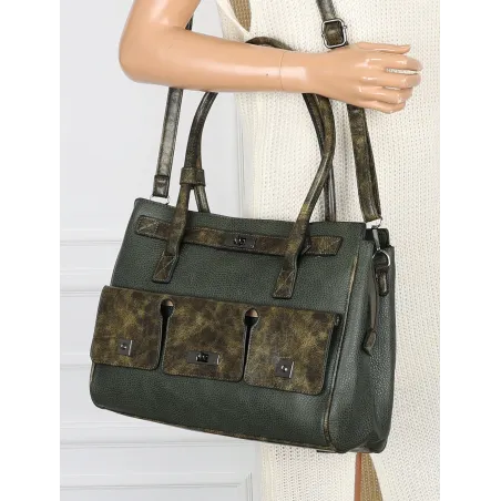 Torebka damska shopper A4 elegancka do pracy włoska marka MC434 Zielona