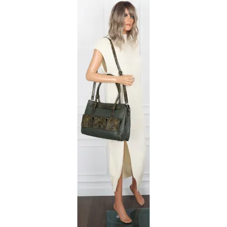 Torebka damska shopper A4 elegancka do pracy włoska marka MC434 Zielona