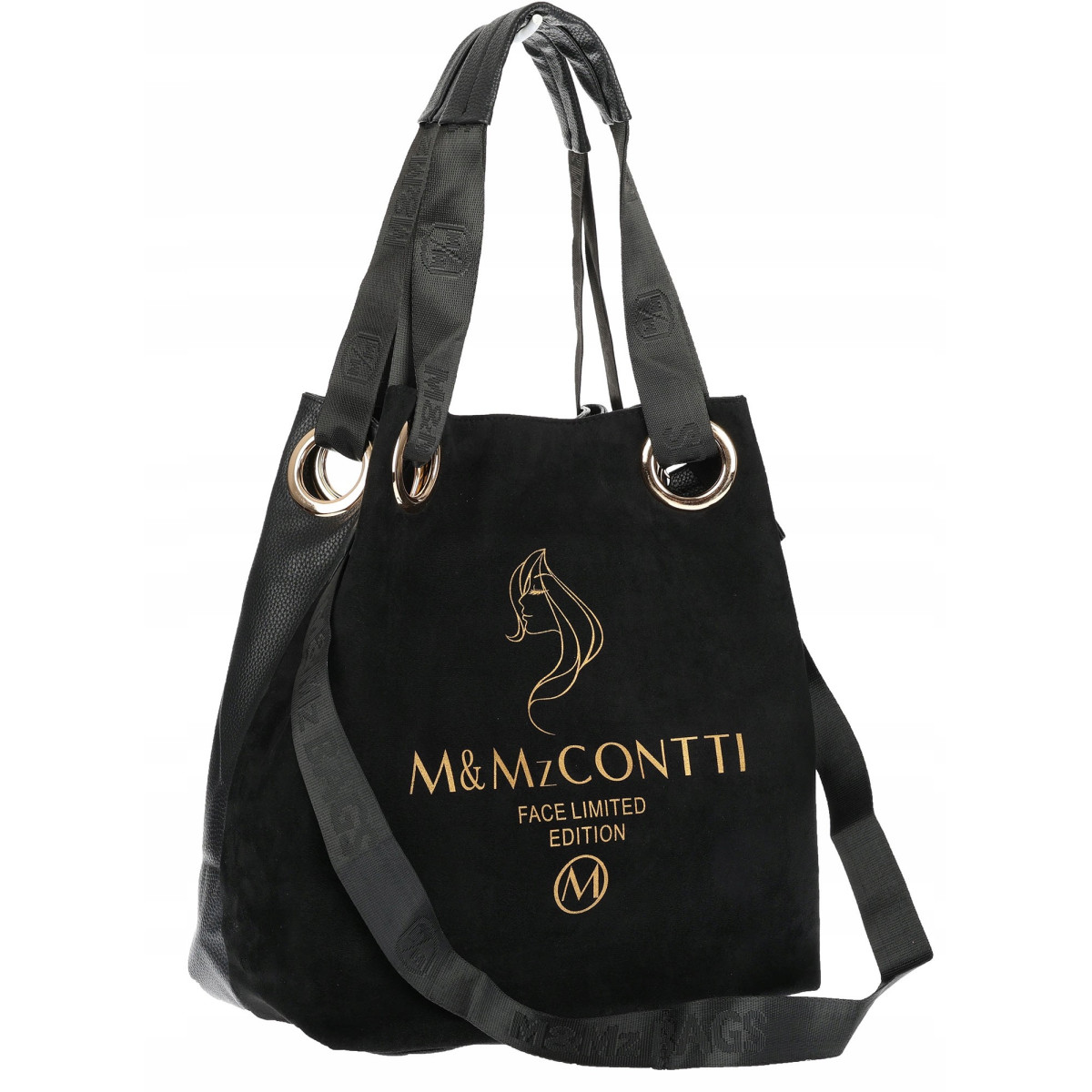 Torebka Damska Listonoszka Worek Shopper na Ramię Duża Torba JY505 Czarna